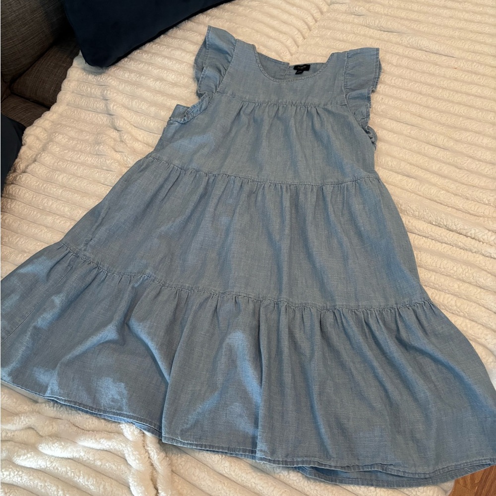 Light Blue Ruffle Sleeve Tiered Dress - Picture 4 of 9